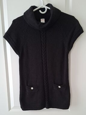 Gymboree Girl Black Short-Sleeve Cable Turtleneck Tunic with pockets size 10-12